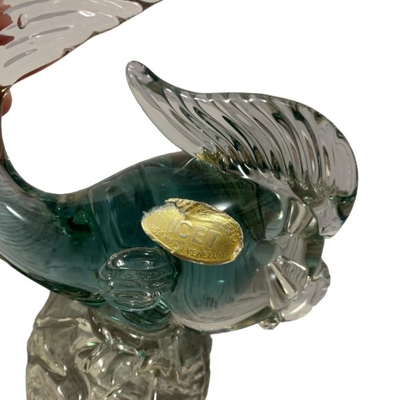 Vintage Arte Murano Venezuela Art Glass Ice Blue Fish Figure - Picture 5 of 9